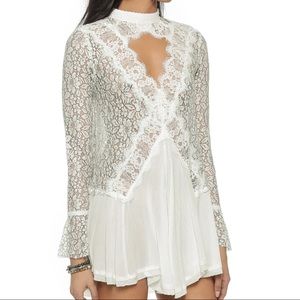 Free People Tell Tale Cutout Lace Tunic White Size Small